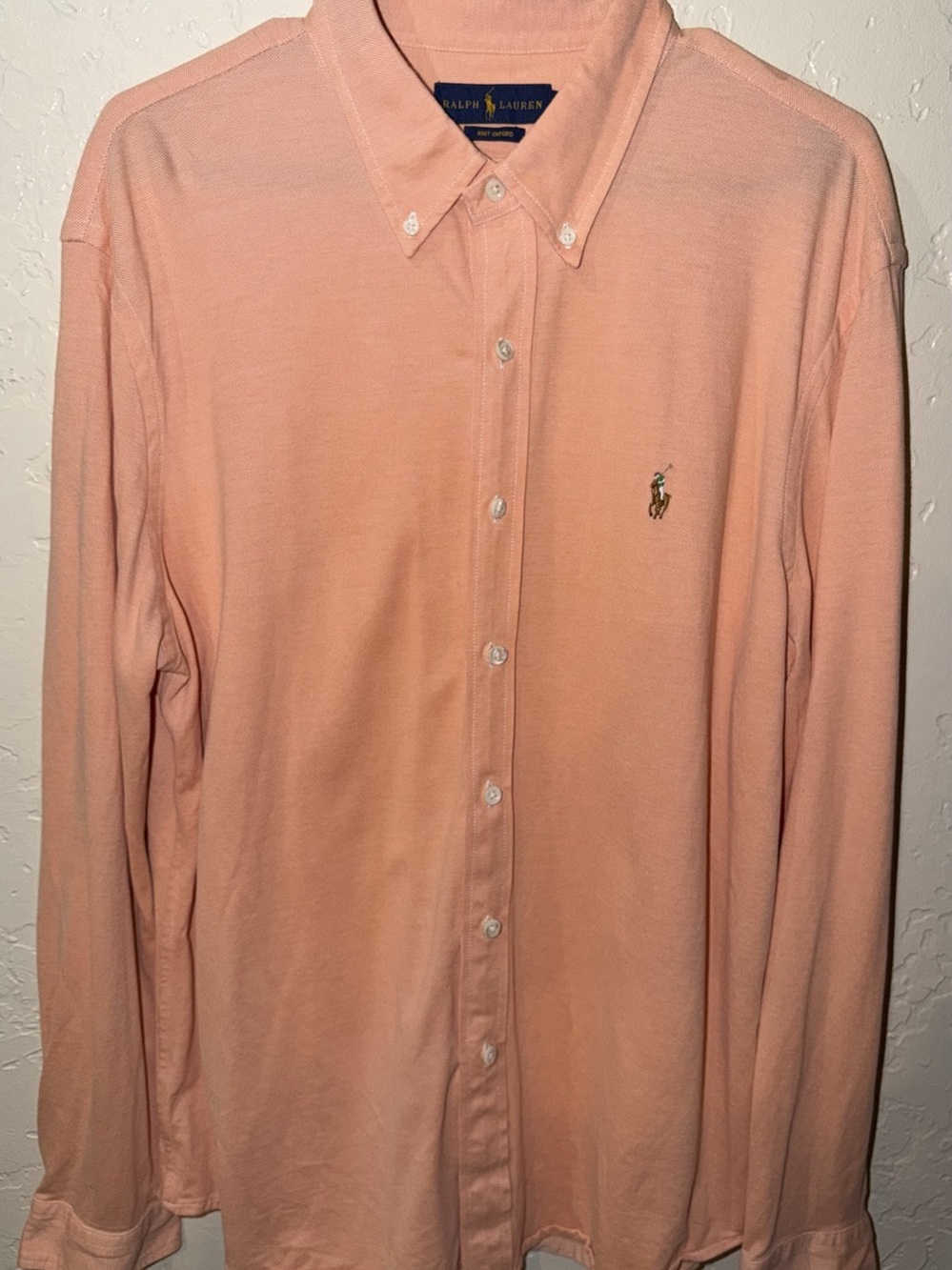 Ralph Lauren Knit Oxford Button Down Shirt in Pink Size XXL